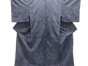 未使用品　雲に草花模様織り出し手織り紬着物